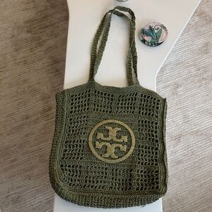 Tory Burch Olive Crochet Tote